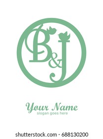 B J initial wedding decorative logo template