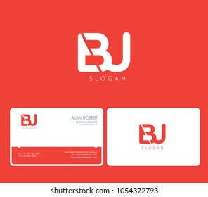 B & J joint logo cut letters design with business card template
