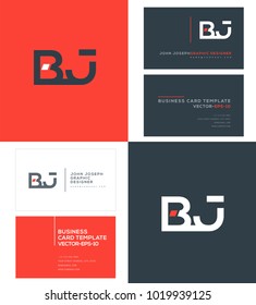 B J, B & J Letters joint logo icon with business card vector template.