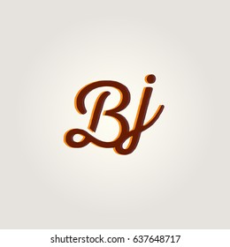 B J Running Letter joint logo design vector element