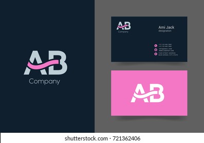 A B joint logo design vector with business card template