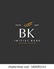 B K BK Beauty vector initial handwriting logo of wedding, fashion, jewerly, heraldic, boutique, floral and botanical with creative template for any company or business.