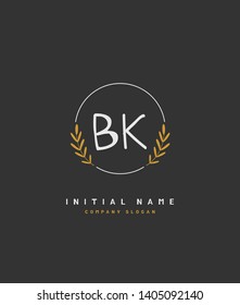 B K BK Beauty vector initial handwriting logo of wedding, fashion, jewerly, heraldic, boutique, floral and botanical with creative template for any company or business.