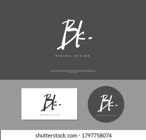 B K BK Initial handwriting or handwritten logo for identity. Logo with signature and hand drawn style.