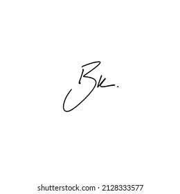 B k Bk initial letter handwriting and signature logo