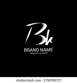 B k Bk initial logo handwriting template vector