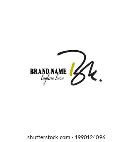 B k Bk initial logo handwriting template vector