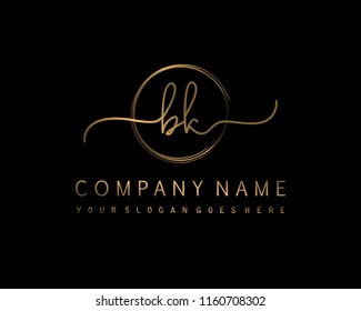 B K Initial handwriting logo vector