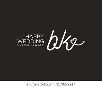 B K Initial handwriting logo