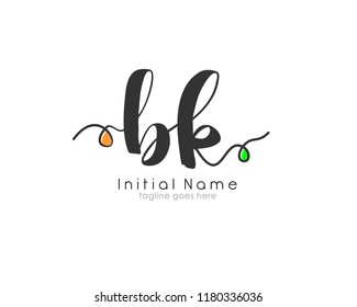 B K Initial handwriting logo vector template