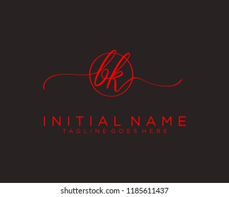 B K Initial handwriting logo vector. Hand lettering for designs