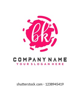 B K Initial handwriting logo vector