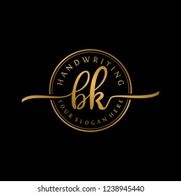 B K Initial handwriting logo vector