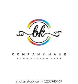 B K Initial handwriting logo vector