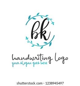 B K Initial handwriting logo vector