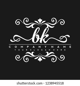 B K Initial handwriting logo vector