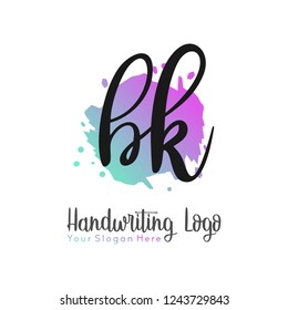 B K Initial handwriting logo vector