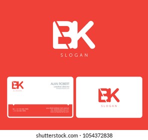 B & K joint logo cut letters design with business card template