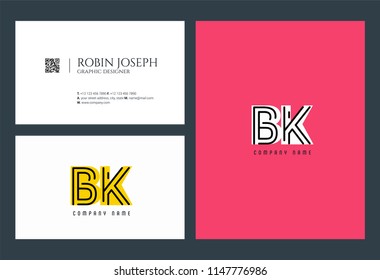 B & K Joint logo icon with business card vector template.