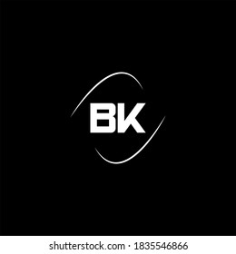 Logotipo de letra B K diseño abstracto sobre fondo de color negro, monograma de k