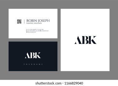 A B K Letters Joint logo icon and business card template vector.