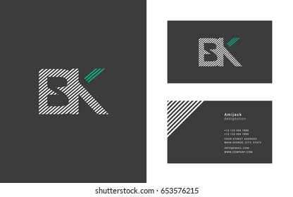 B K line logo joint letter design with Business card template