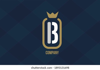 B king crown alphabet letter logo for company and corporate. Blue white design. Can be used as an icon for a luxury brand 