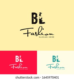  B L BL Initial brush logo template vector