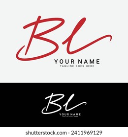 B, L, BL Initial handwriting or handwritten letter logo for identity. Logo with signature, wedding, fashion, floral, botanical and hand drawn in style