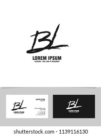 B L Initial brush logo vector template