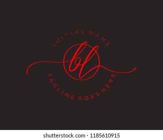 B L Initial handwriting logo vector. Hand lettering for designs