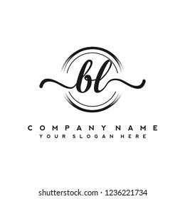 B L Initial handwriting logo vector