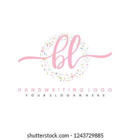 B L Initial handwriting logo vector