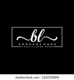 B L Initial handwriting logo vector