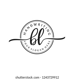 B L Initial handwriting logo vector