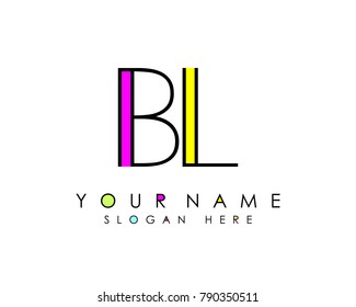 B & L initial minimalist logo template vector