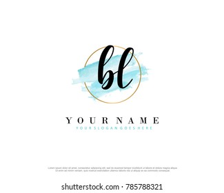 B L Initial water color logo template vector