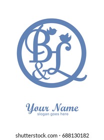 B L initial wedding decorative logo template