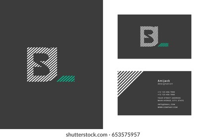 B L line logo joint letter design with Business card template