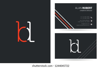 B & L thin line logo joint letter design with business card template