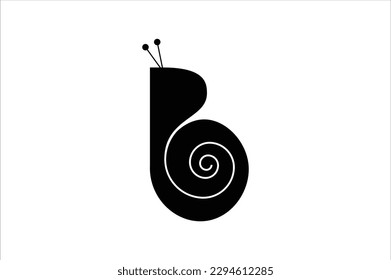 B latter and snail creative vector logo design template