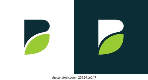 B leaf letter icon logo vector. Leaf green shape business isolated