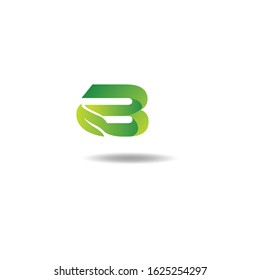 B Leaf Letter Logo Icon Design in Green Colors. Eco Bio Letter Design Vector Illustration.