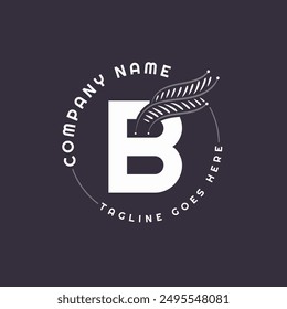 B Leaf Logo for Beauty, Fashion, and Cosmetics. Letter B Logo with Leaf