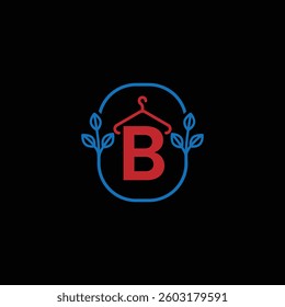 B Leaf Logo Design Vector illustration	