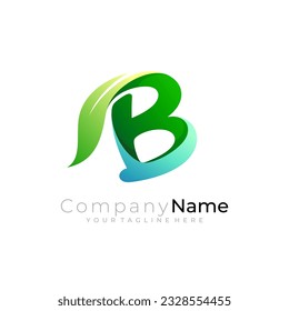 B and Leaf logo, Letter B logo with nature design combination, green