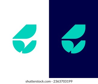 B con el logotipo de un icono de hoja moderna, logotipo de la letra abstracta B, logotipo agrícola moderno, logotipo de la granja