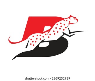 B leopardo letra de salto de leopardo símbolos de diseño del logotipo