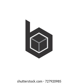 b letter with 3D box logo design vector