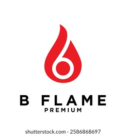 B letter 6 flame logo icon design illustration template